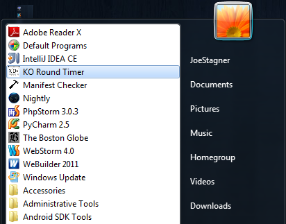 HTML5 app in the Windows Start Menu