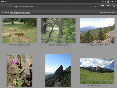 photo gallery: thumbnail grid