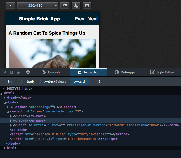 Custom elements alongside HTML elements in the Firefox Developer Tools