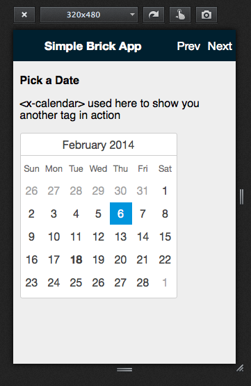 <x-calendar> example in our demo application