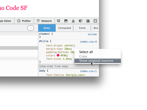 Enabling source maps in devtools