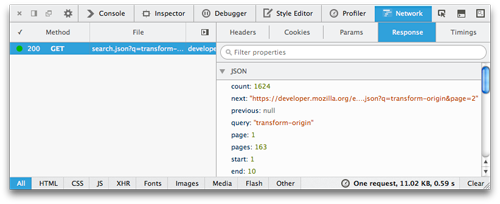 JSON Response in Network Monitor