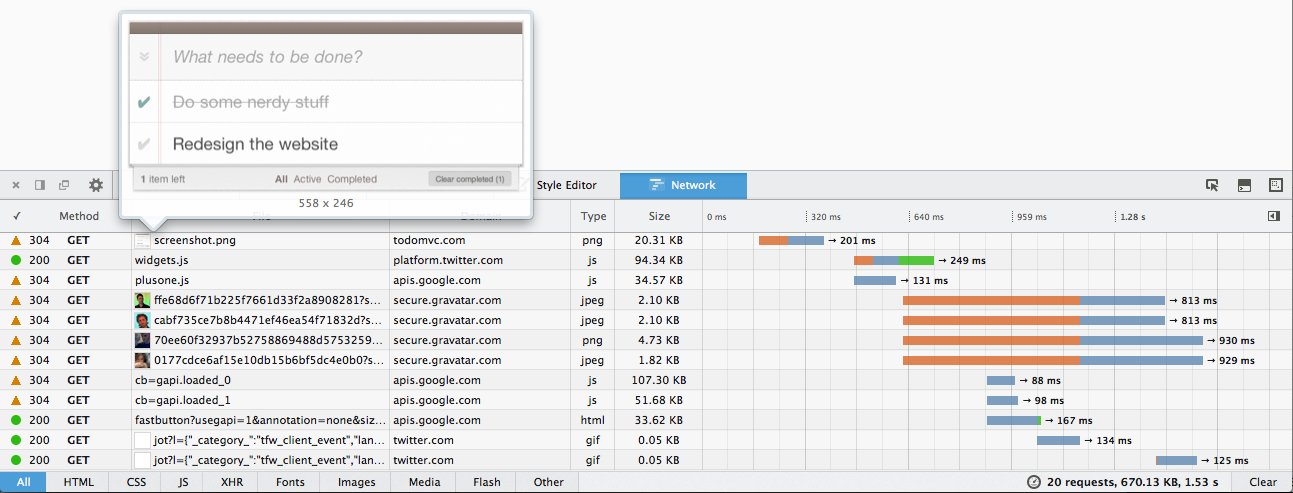 Network Monitor Timeline UI
