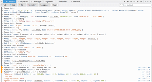 Sample console output