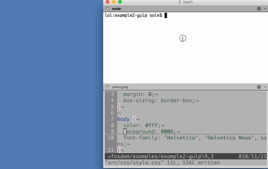 Starting simulator, launching app with gulp