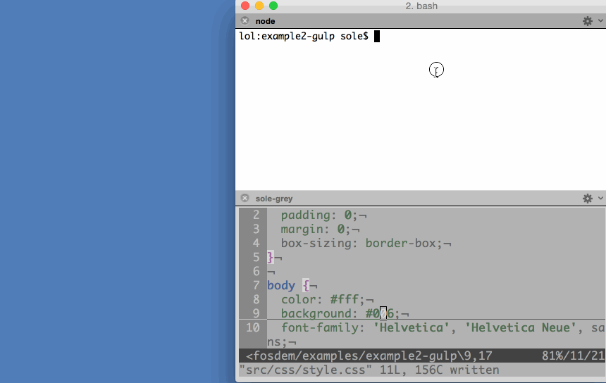 Starting all simulators, launching app and live CSS reload with gulp.