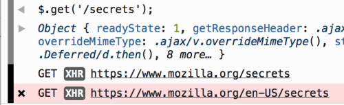 XMLHttpRequest requests marked in the Web Console