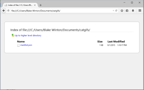 The directory listing