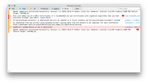 A screenshot of the Browser Console showing a TypeError