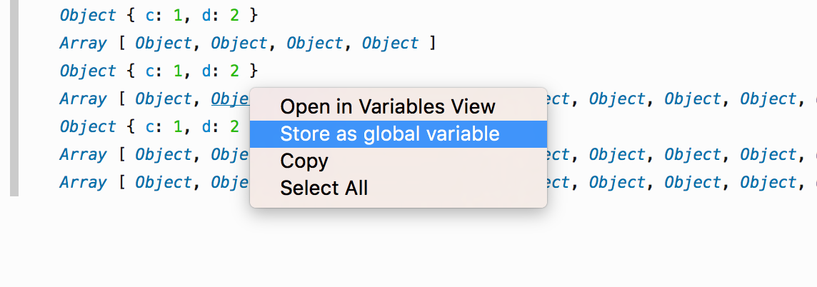 Assigning a logged object to a temporary variable using the Web Console