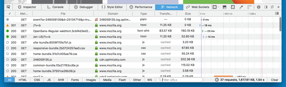 negative filtering of requests in the network panel