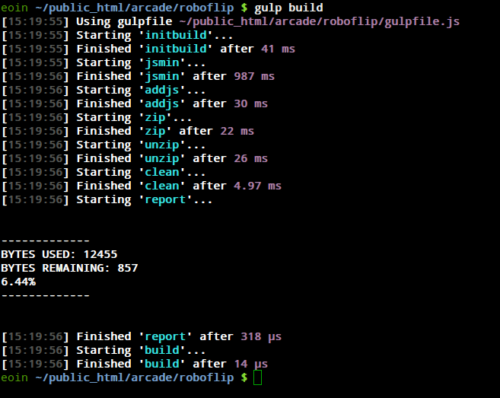 Gulp build task in action