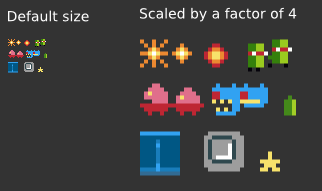 Scaled up sprites