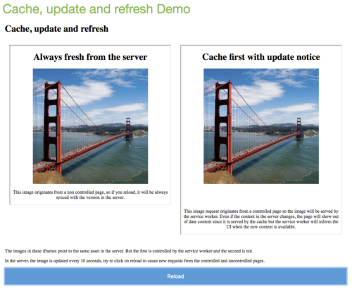 Layout for offline recipes: two iframes, the first controlled and the second not.