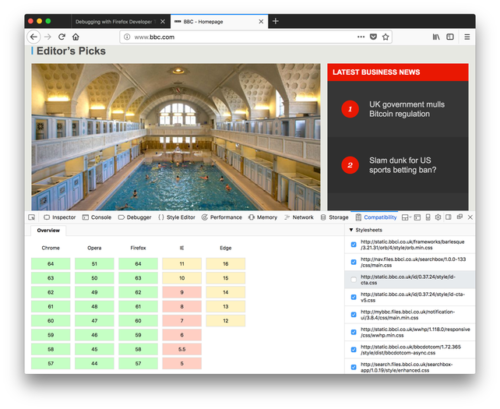 Screenshot of compat-report fromEduardo Bouças.