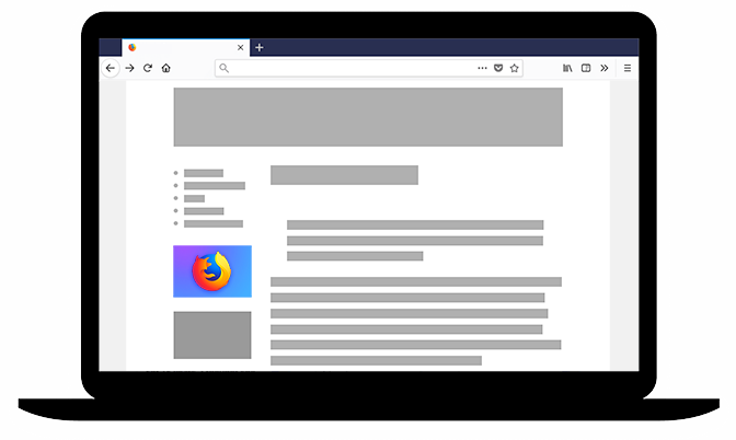 A laptop showing a website with a Firefox badge