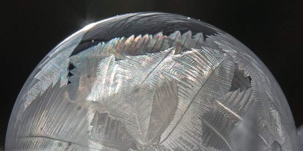 A frozen soap bubble