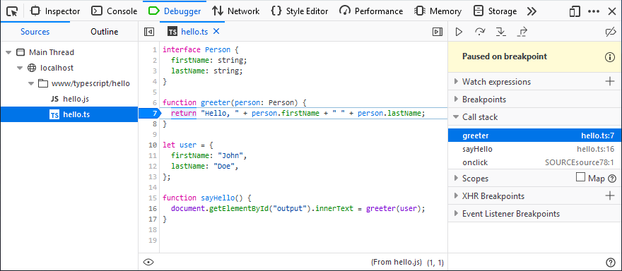 Debugging TypeScript