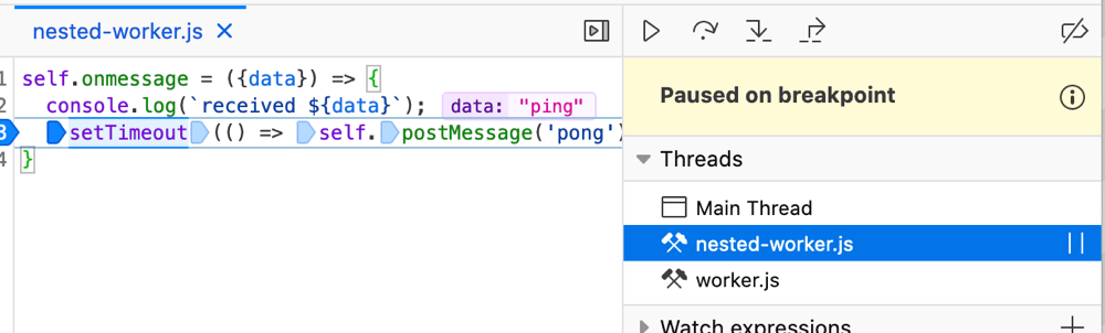 Firefox JavaScript除錯工具與nested workers範例