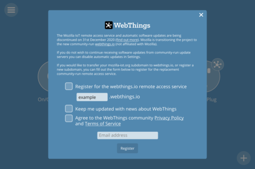WebThings 网关过渡对话框