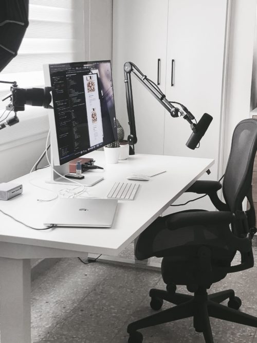 Sara Soueidan desk - Sara' favorite project was working with SuperFriendly and Herman Miller. "The cherry on top of the cake was that I got a generous discount which I used to upgrade my office chair and desk to an ergonomic Herman Miller chair and standing desk. So even my body and health were thankful for this opportunity!"